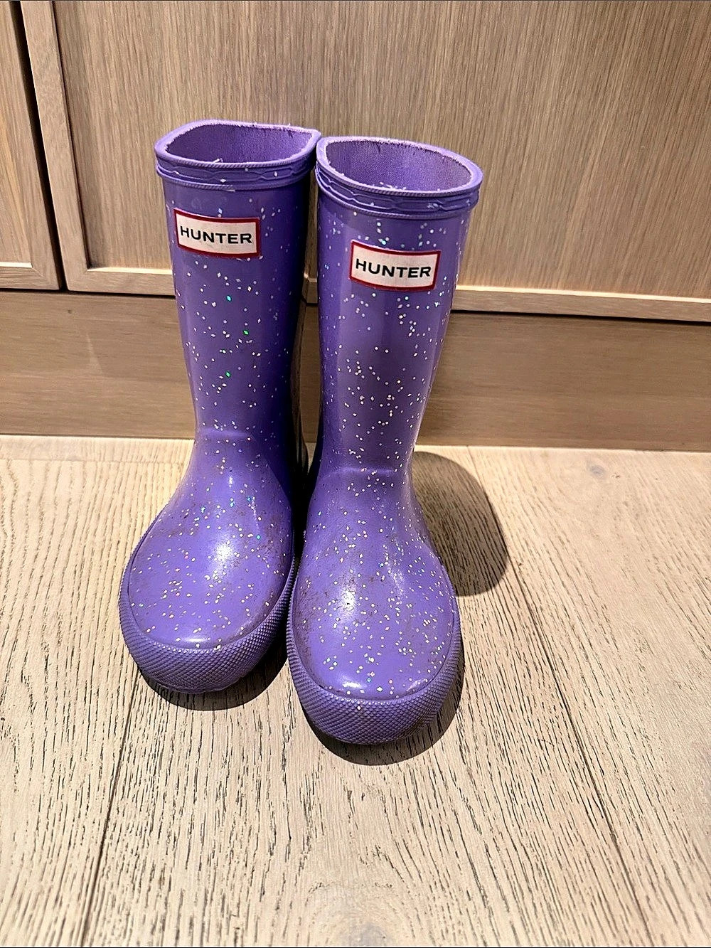 Hunter Kids First Giant Glitter Rain Boots Purple Rain Boots UK 10